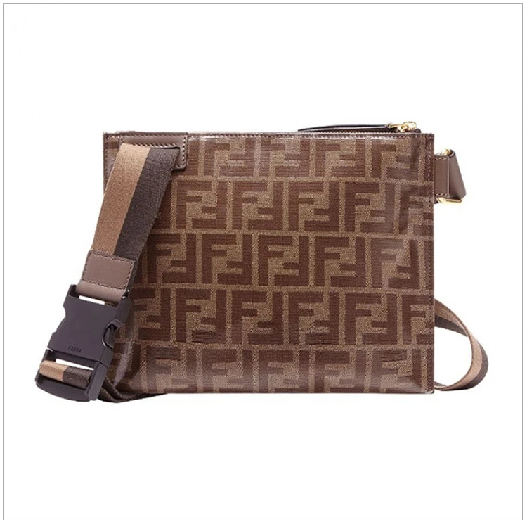 商品[国内直发] Fendi|Fendi 芬迪 男士棕色釉光布料配皮单肩包斜挎包 7VA437-A5N7-F15HG,价格¥6550,第5张图片详细描述