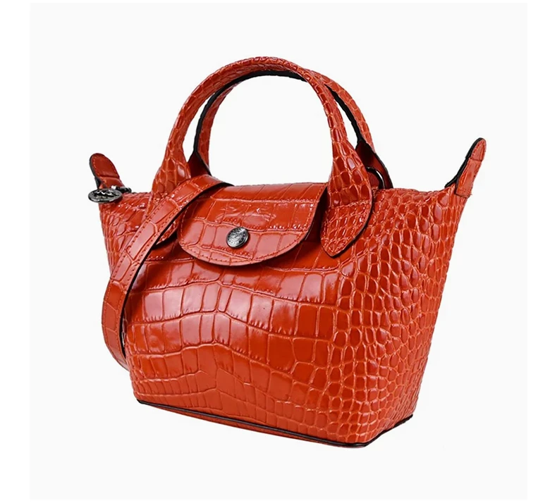 商品[国内直发] Longchamp|LONGCHAMP 女士橙色牛皮鳄鱼纹迷你手提单肩斜挎包 1500HVC017,价格¥2848,第5张图片详细描述