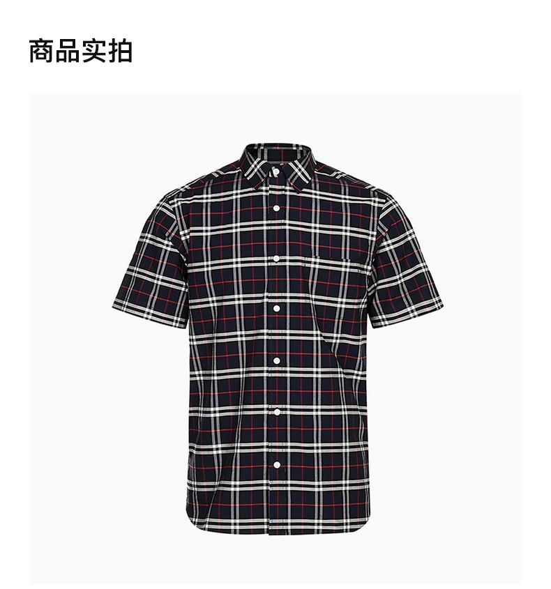 商品[国内直发] Burberry|Burberry London,England/深蓝格纹男士短袖衬衫,价格¥2707,第4张图片详细描述