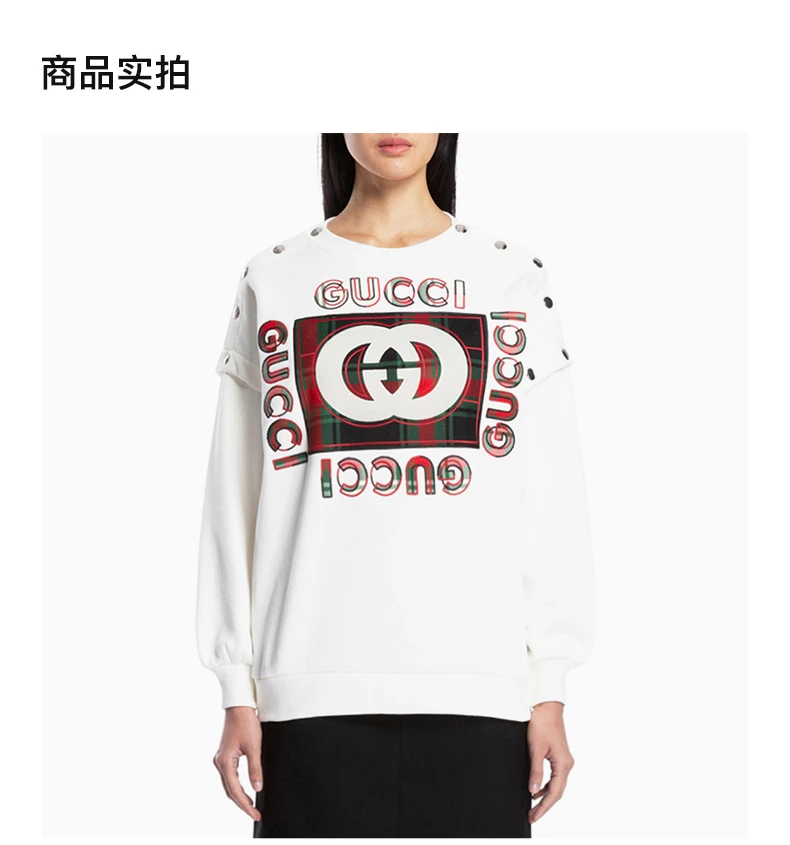 商品[国内直发] Gucci|GUCCI 白色女士卫衣/帽衫 717416-XJEXO-9088,价格¥11604,第4张图片详细描述