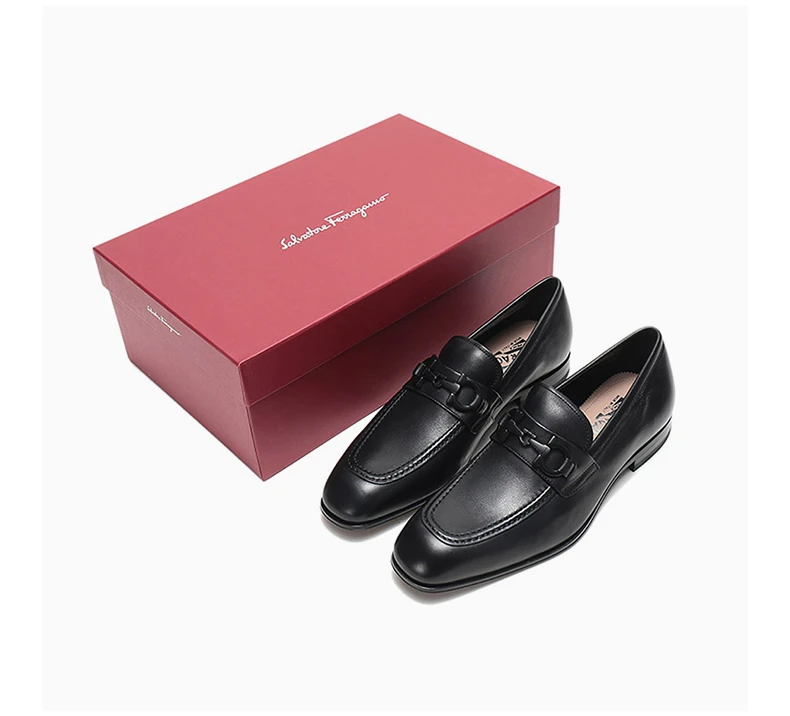 商品Salvatore Ferragamo|SALVATORE FERRAGAMO 男士黑色ASTEN系列牛皮革商务休闲单鞋 0705673,价格¥2255,第8张图片详细描述