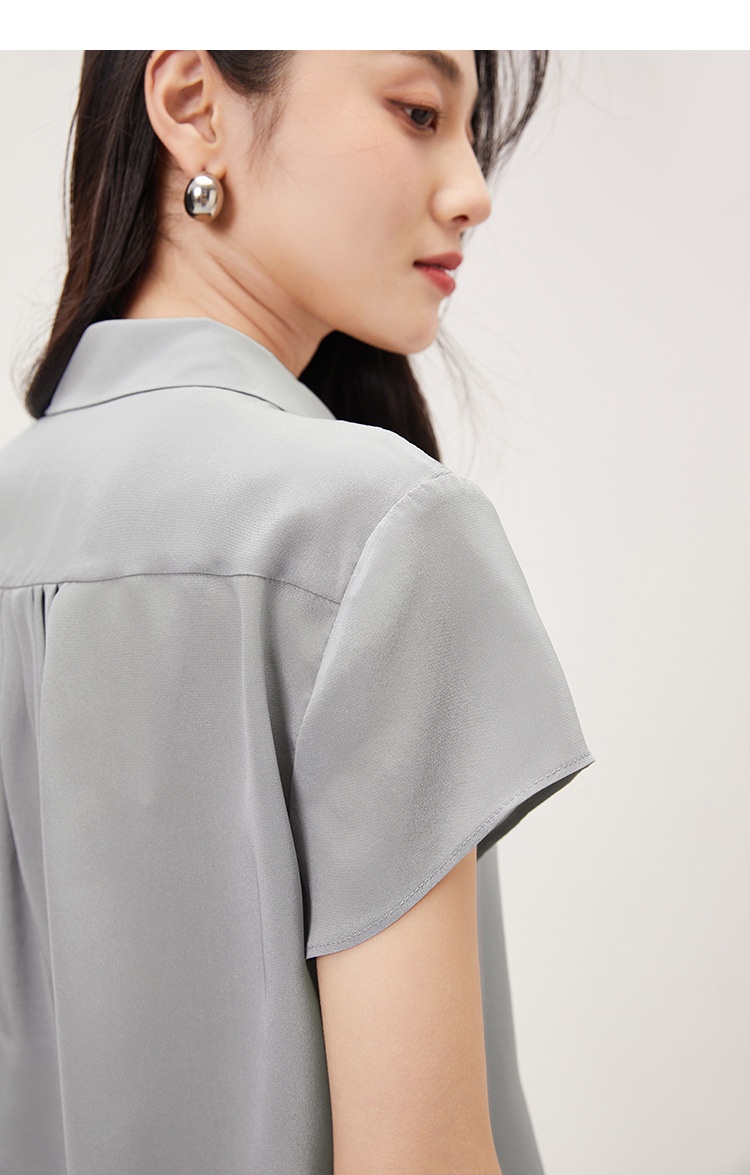 商品[国内直发] GLENVINTEN|格岚云顿英国品牌短袖真丝衬衫女2024春夏新款翻领通勤纯色宽松100%桑蚕丝衬衣,价格¥654,第17张图片详细描述
