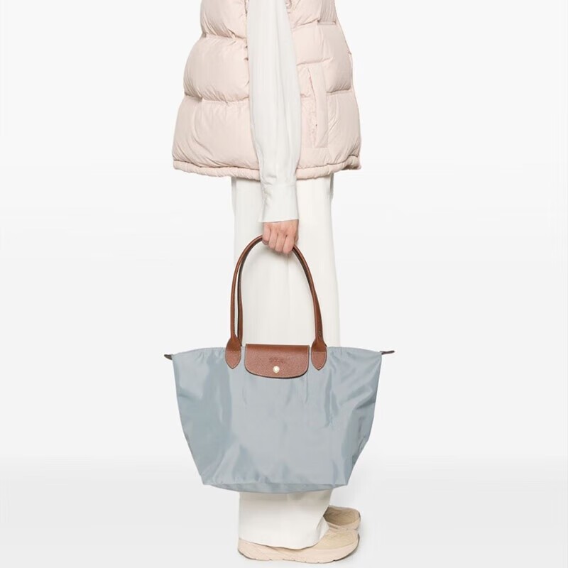 商品Longchamp|LONGCHAMP/珑骧 女士深蓝色帆布金色五金按扣拉链开合大号托特包,价格¥935,第9张图片详细描述