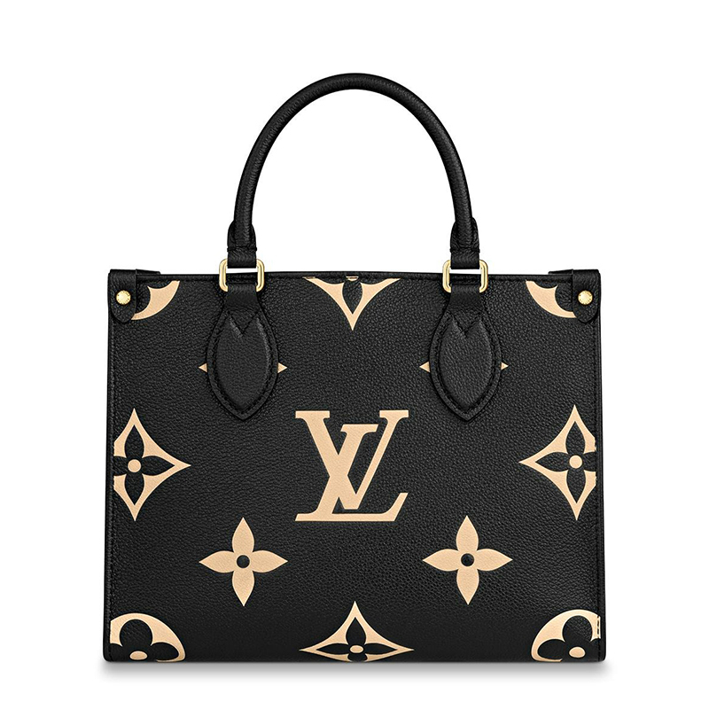 商品Louis Vuitton|【现货】路易威登 经典款ONTHEGO系列 女士小号黑色/米白色双色老花压纹粒面皮革单肩手提托特包M45659,价格¥23956,第5张图片详细描述