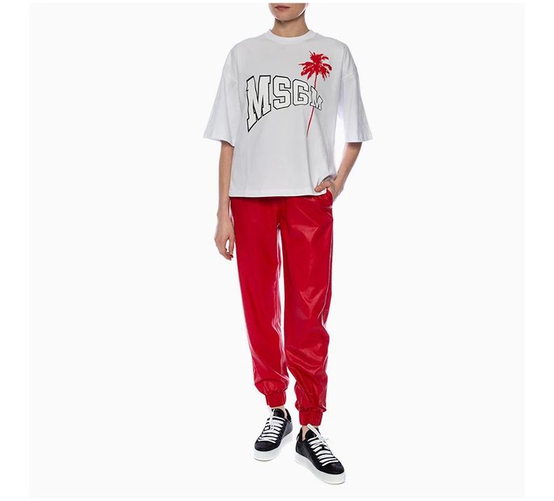 商品MSGM|MSGM 女士白色棉质字母LOGO红色图案印花圆领短袖T恤 MDM164-298-01,价格¥620,第7张图片详细描述