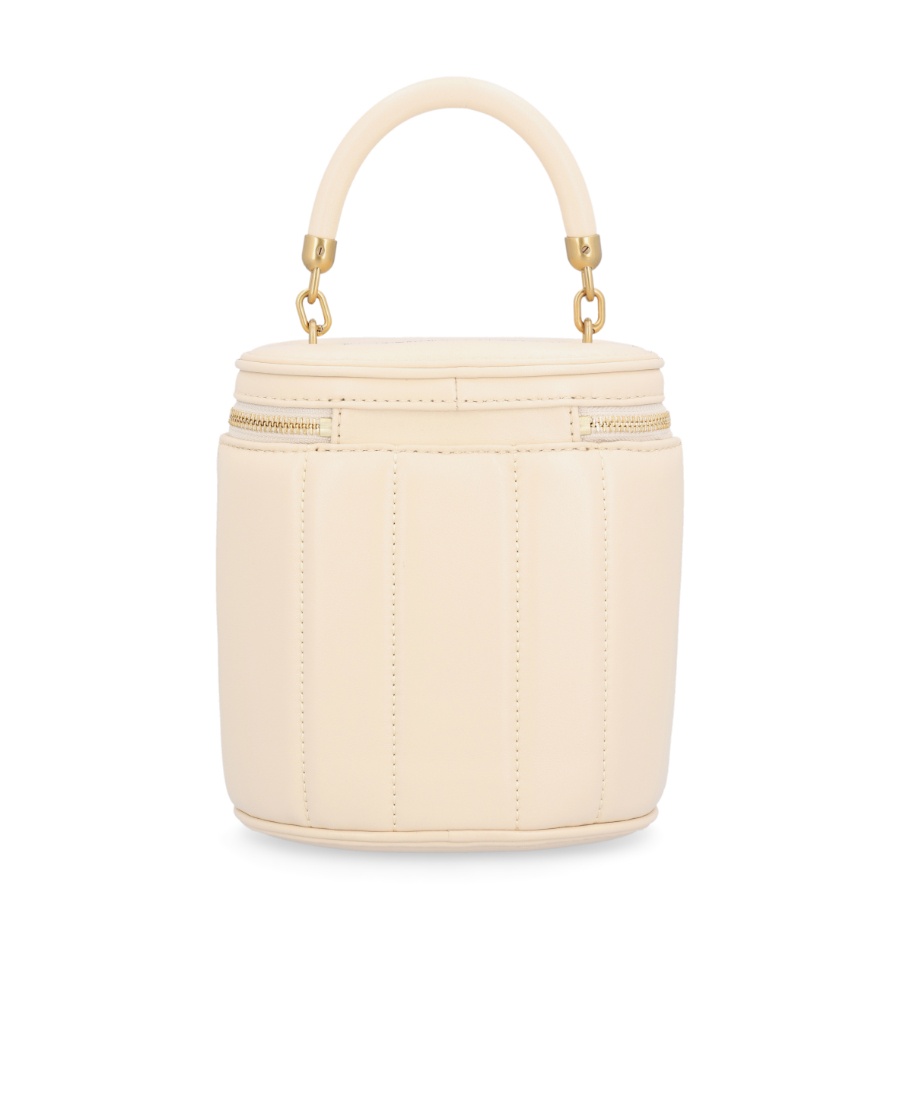 商品[国内直发] Tory Burch|汤丽柏琦TB女包Kira金属双T logo皮质手提单肩斜挎包桶包奶白/黑色138999 ,价格¥3332,第4张图片详细描述