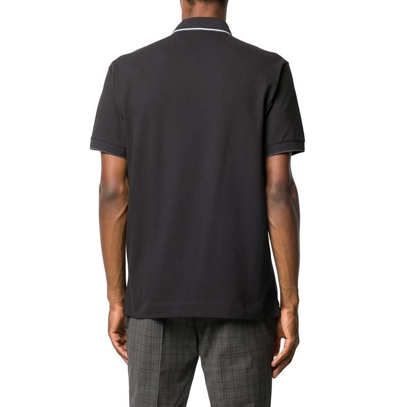商品Zegna|杰尼亚 男士蓝/灰色棉质衣领条纹设计短袖Polo衫 ,价格¥992,第4张图片详细描述