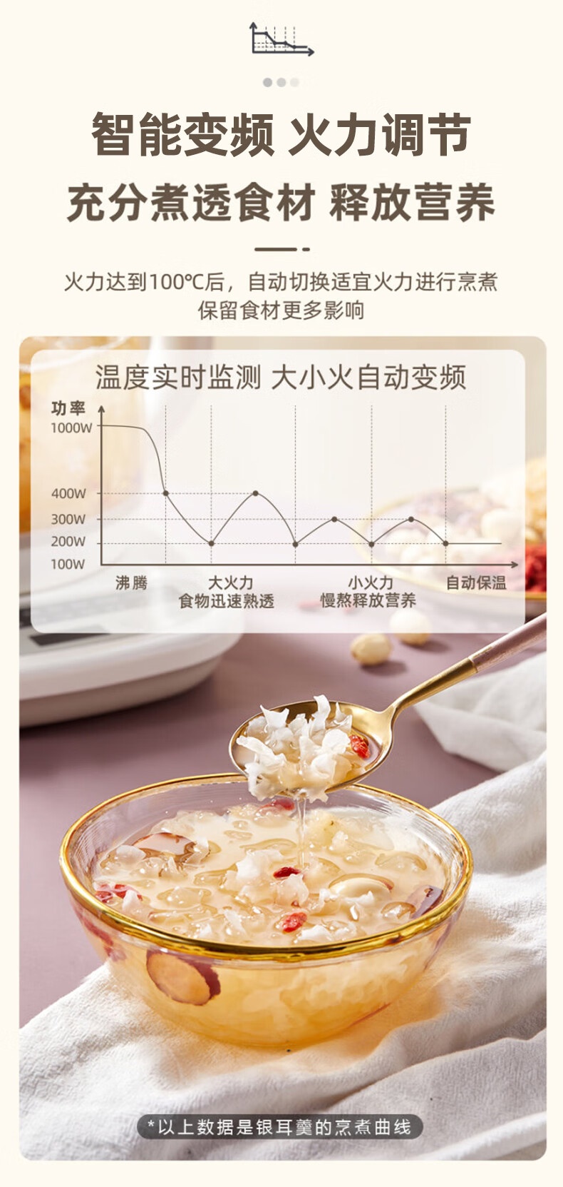 商品[国内直发] Bear|小熊养生壶1.8升大容量 20大功能家用全自动加厚玻璃多功能炖煮壶养身办公室小型花茶煮茶器恒温电水壶 1.8升白色（带滤网）YSH-C18Z2,价格¥211,第8张图片详细描述