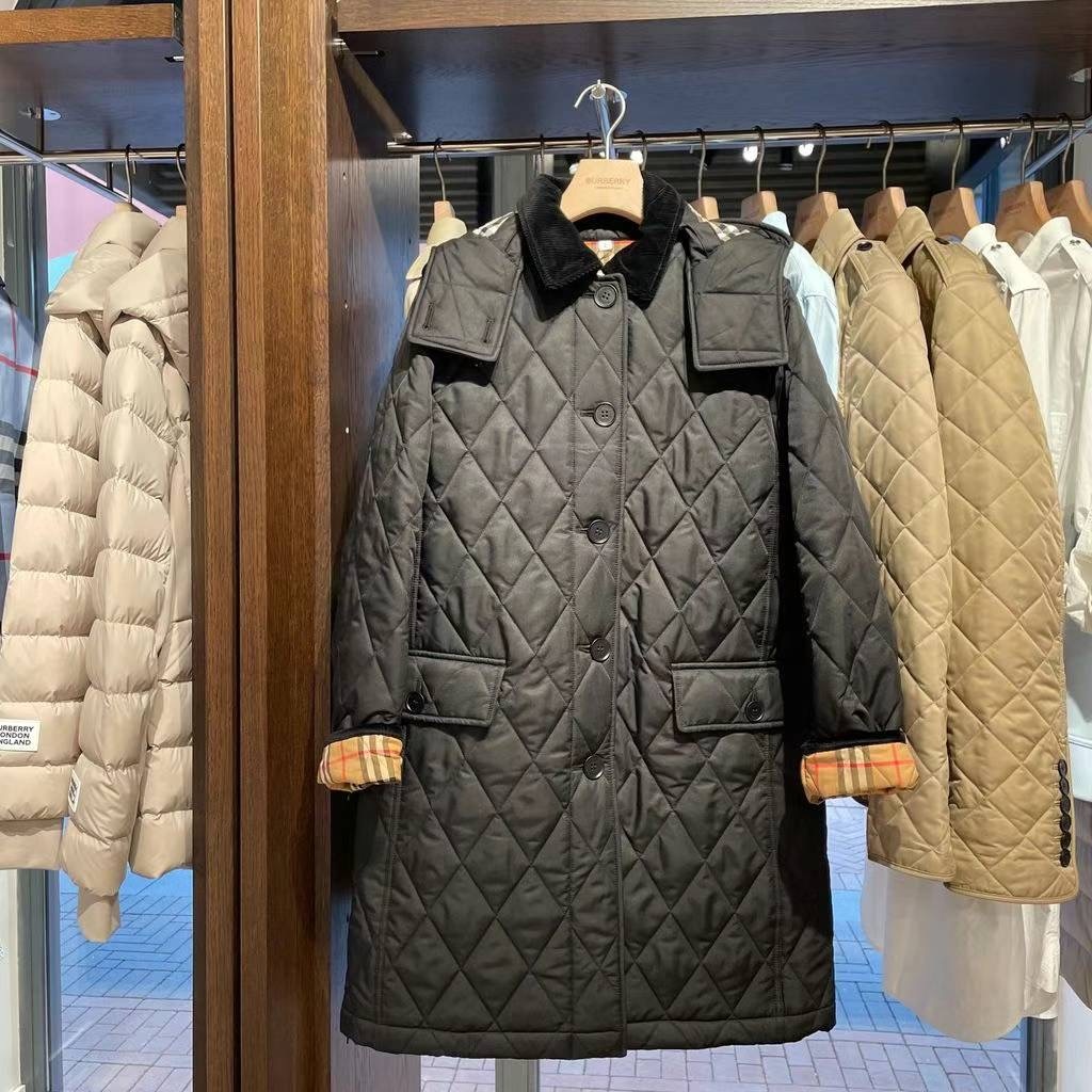 商品Burberry|BURBERRY/博柏利 女士黑色聚酯绗缝长款棉服80790821,价格¥3327,第5张图片详细描述