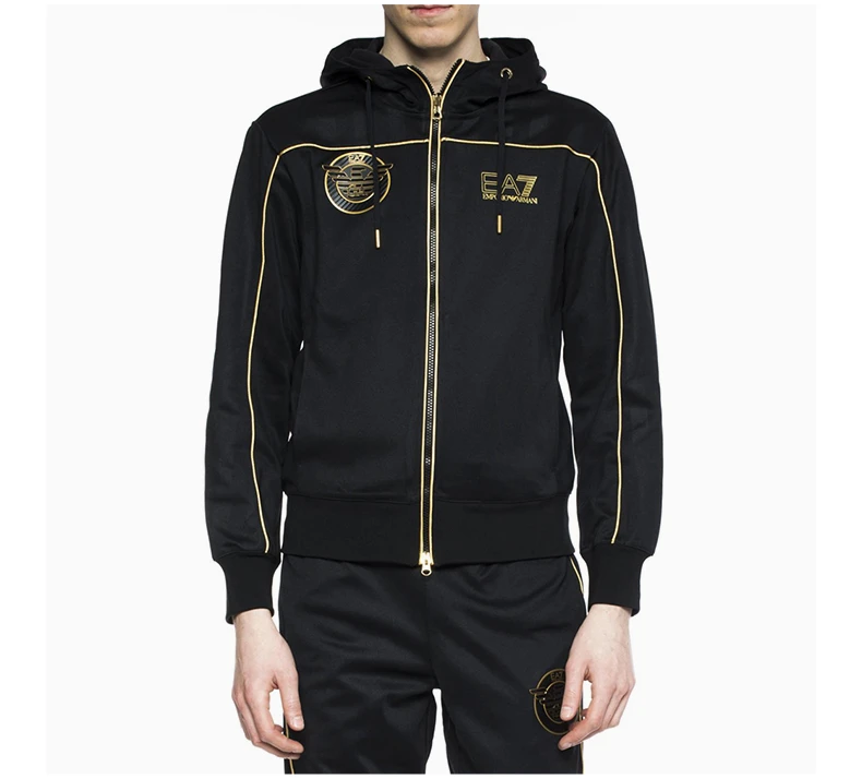 商品Emporio Armani|EMPORIO ARMANI 男士黑色饰有贴花和印花标志运动衫 3ZPMA9-PJL3Z-1200,价格¥726,第4张图片详细描述