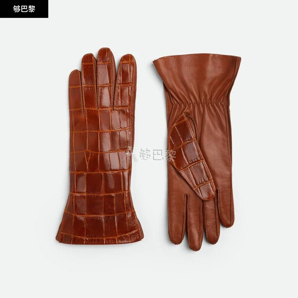 商品Bottega Veneta|【预售】 BV葆蝶家 24秋冬 女士 手套 Gants En Cuir Effet Crocodile 769187V3EL06361,价格¥5214,第2张图片详细描述