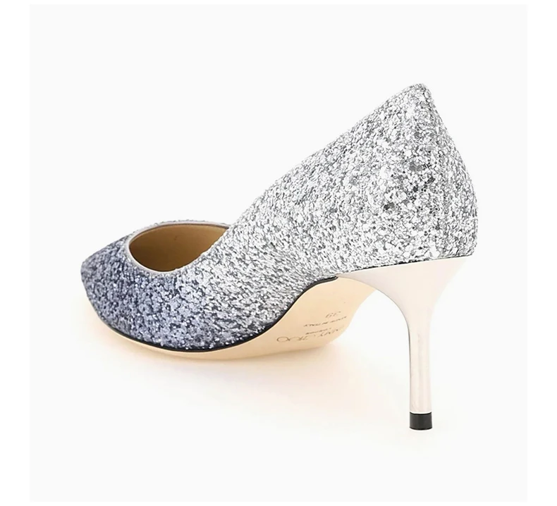 商品Jimmy Choo|JIMMY CHOO 拼色女士高跟鞋 ROMY60-VXB-NAVYSILVER,价格¥2640,第6张图片详细描述