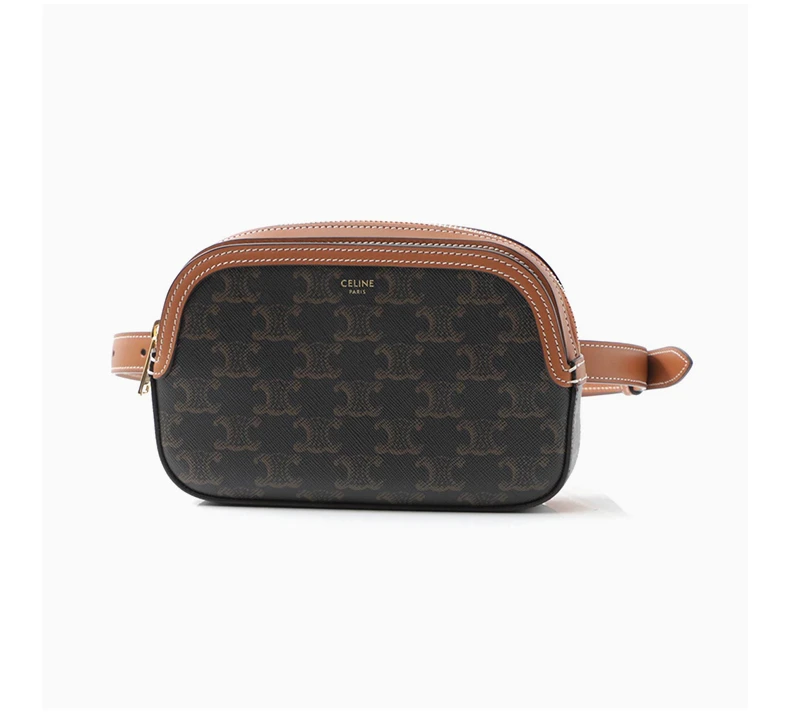商品[国内直发] Celine|CELINE/赛琳 2020早春新款 Triomphe系列 棕色皮革拼接老花帆布复古腰包 192672-BZJ-04LU,价格¥11434,第5张图片详细描述