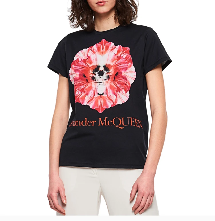商品Alexander McQueen|ALEXANDER MCQUEEN 印花女士T恤 610996-QZAA8-0901,价格¥1691,第4张图片详细描述