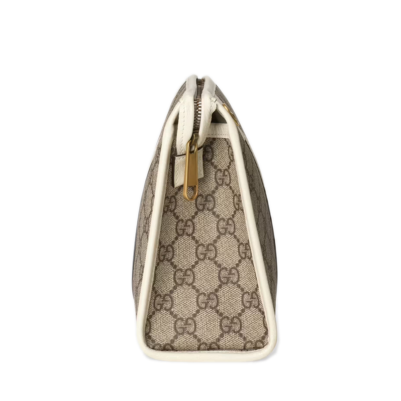 商品Gucci|GUCCI/古驰 22春夏新��款Ophidia系列 男士米色/乌木色老花帆布白色皮革滚边红蓝织带装饰金扣手拿包59823496IWT9794,价格¥6412,第5张图片详细描述