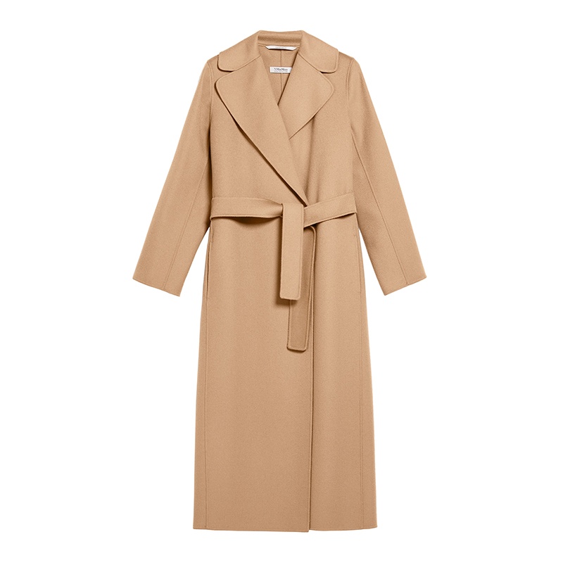 商品Max Mara|MaxMara/麦丝玛拉 'S女士驼色羊毛配腰带长款浴袍大衣,价格¥3310,第4张图片详细描述