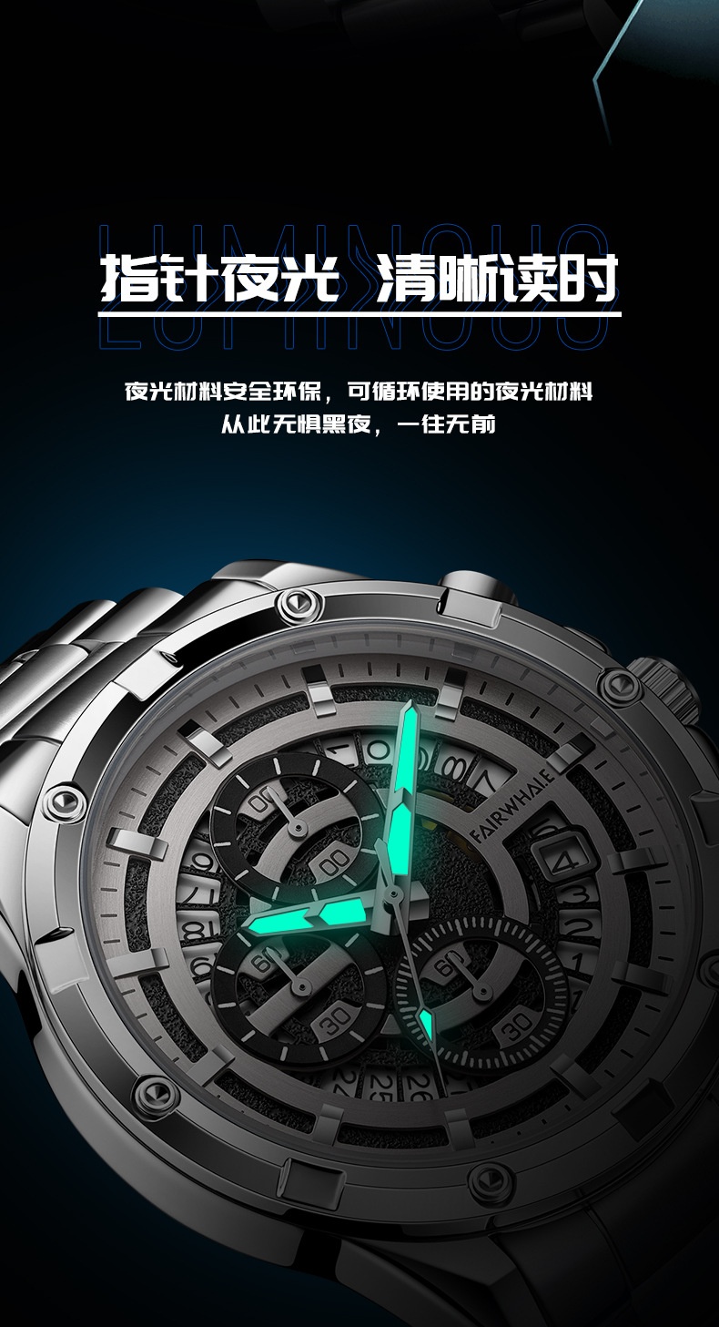 商品[国内直发] Mark Fairwhale|马克华菲潮流品牌手表男士商务多功能商务石英表,价格¥346,第6张图片详细描述
