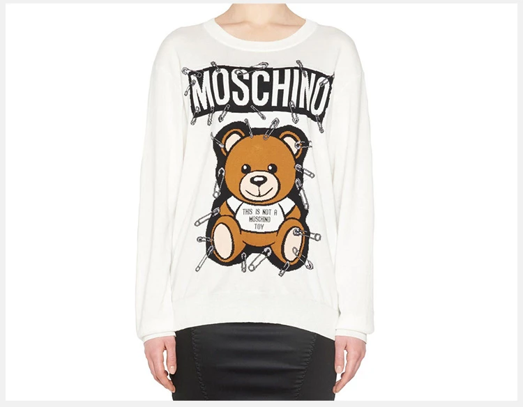 商品[国内直发] Moschino|Moschino 莫斯奇诺 女士小熊别针羊毛针织衫 EV0919-5501-1001,价格¥1763,第5张图片详细描述