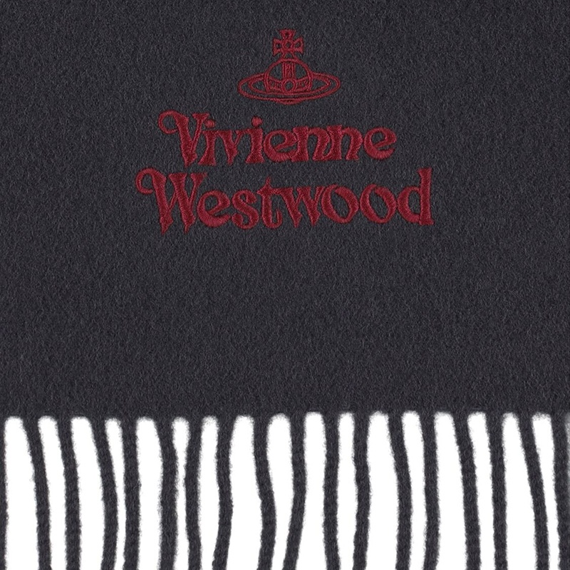 商品Vivienne Westwood|VIVIENNE WESTWOOD/西太后 男女通用深灰色羊毛标徽流苏围巾,价格¥679,第4张图片详细描述