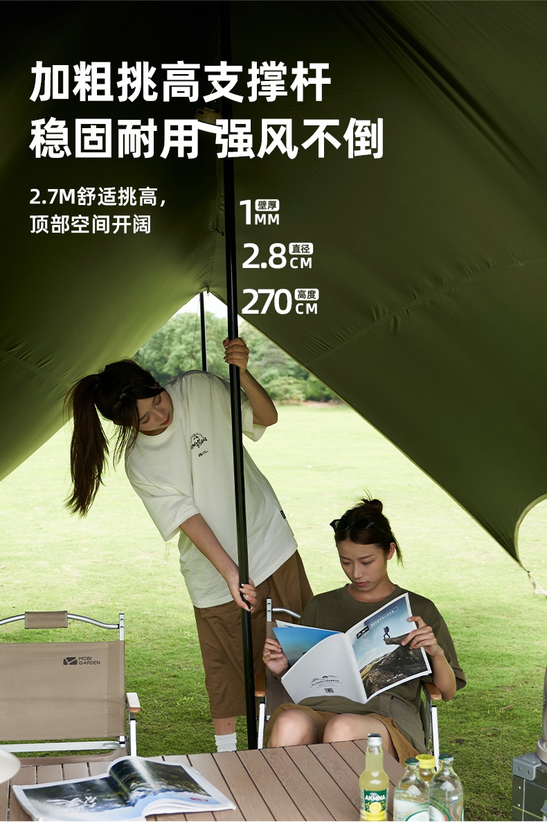 商品[国内直发] MobiGarden|黑胶天幕户外露营防雨防紫外线大空间遮阳棚蝶形牛津观庭,价格¥951,第35张图片详细描述