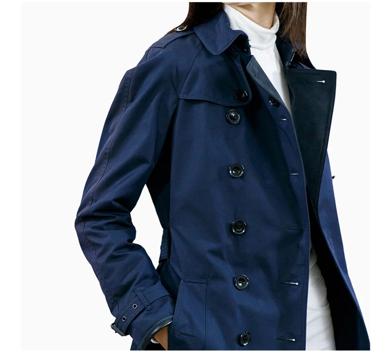 商品[国内直发] Burberry|BURBERRY 海军蓝色女士风衣 3946321,价格¥12276,第7张图片详细描述