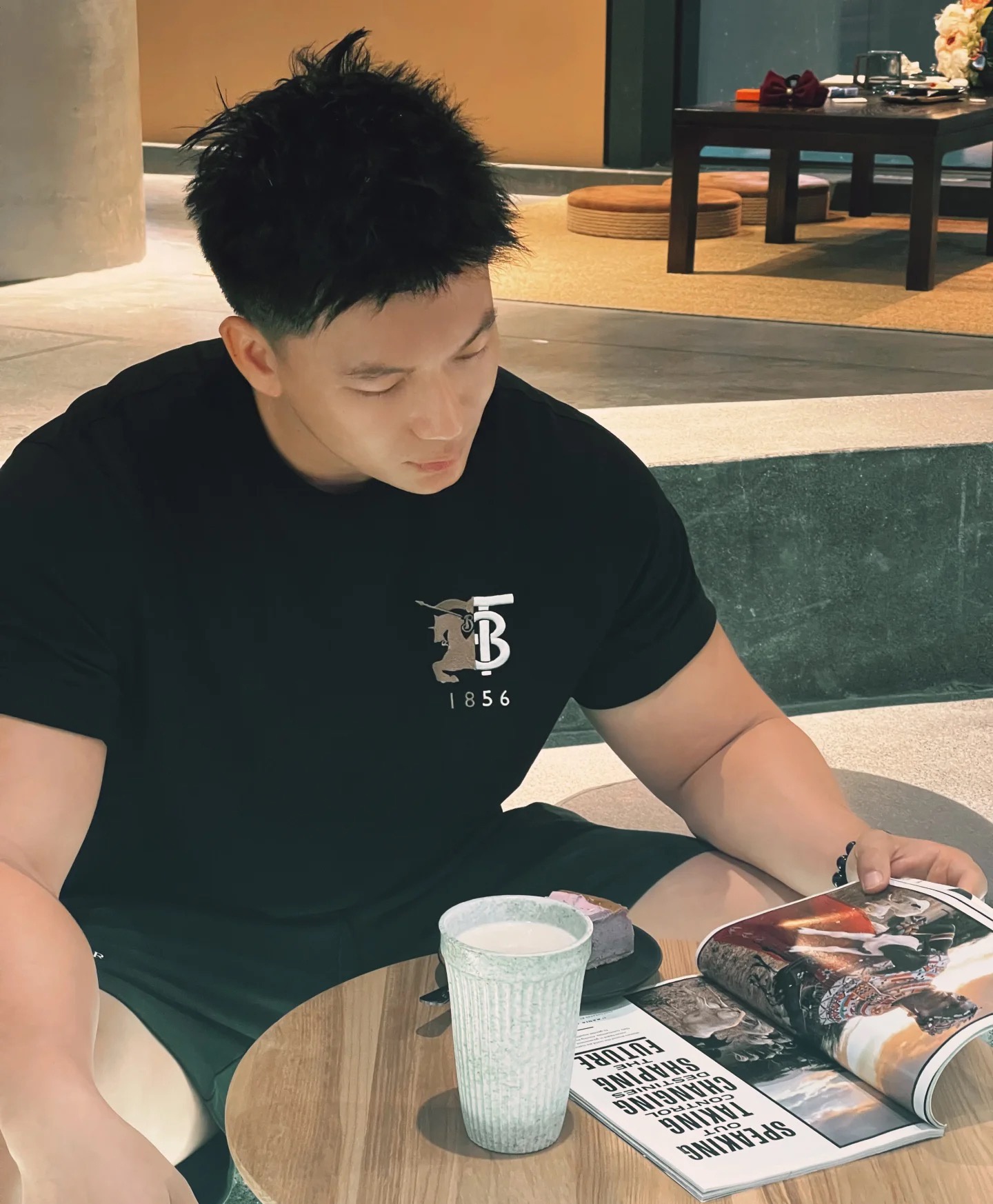 商品Burberry|BURBERRY/博柏利 男士黑色棉质圆领短袖T恤 80768461,价格¥1428,第6张图片详细描述