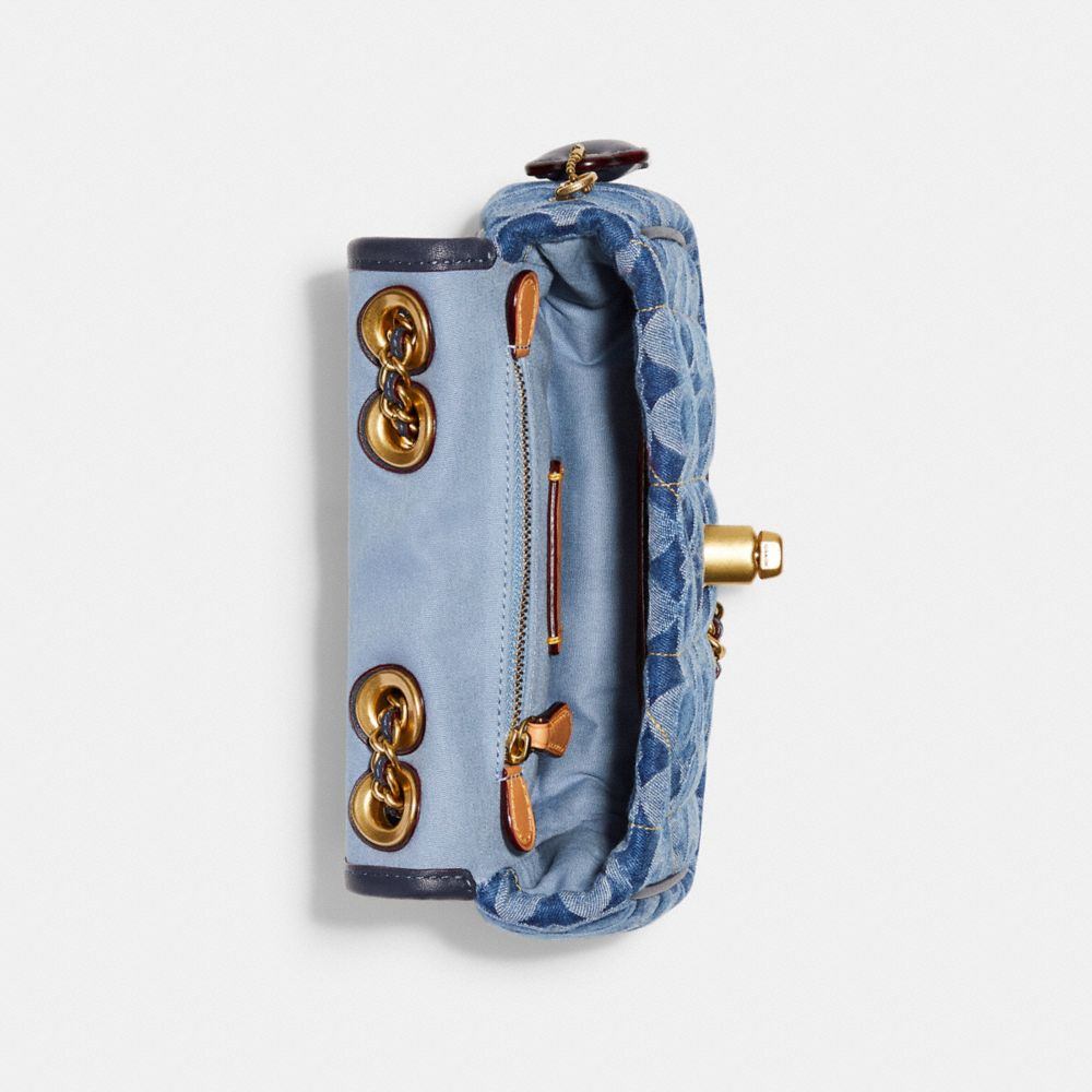 商品[国内直发] Coach|蔻驰女包Pillow 20 水波纹香布蕾链条包丹宁包牛仔布 单肩斜挎包马鞍包中号 中号 海军蓝 C3464 B4SHG,价格¥2797,第6张图片详细描述