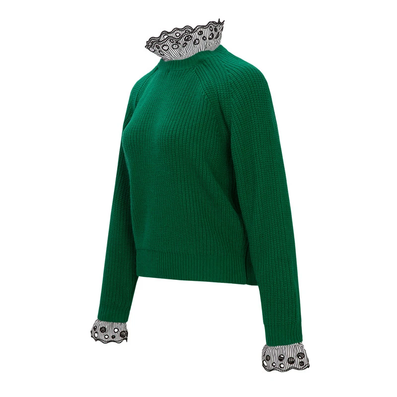 商品Sandro|SANDRO 女士绿色针织毛衣 R130086P-MULTI,价格¥518,�第8张图片详细描述