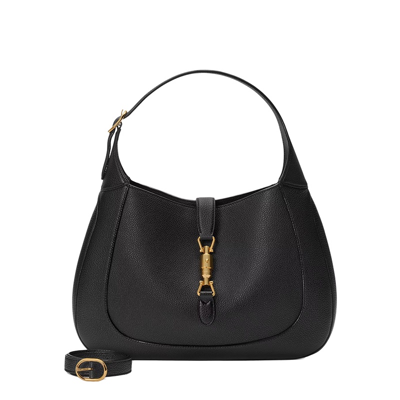 商品Gucci|GUCCI/古驰 22春夏新款Jackie 1961系列 女士中号黑色皮革金扣单肩斜挎腋下包手提包‎636712AZB0G1000,价格¥24789,第2张图片详细描述
