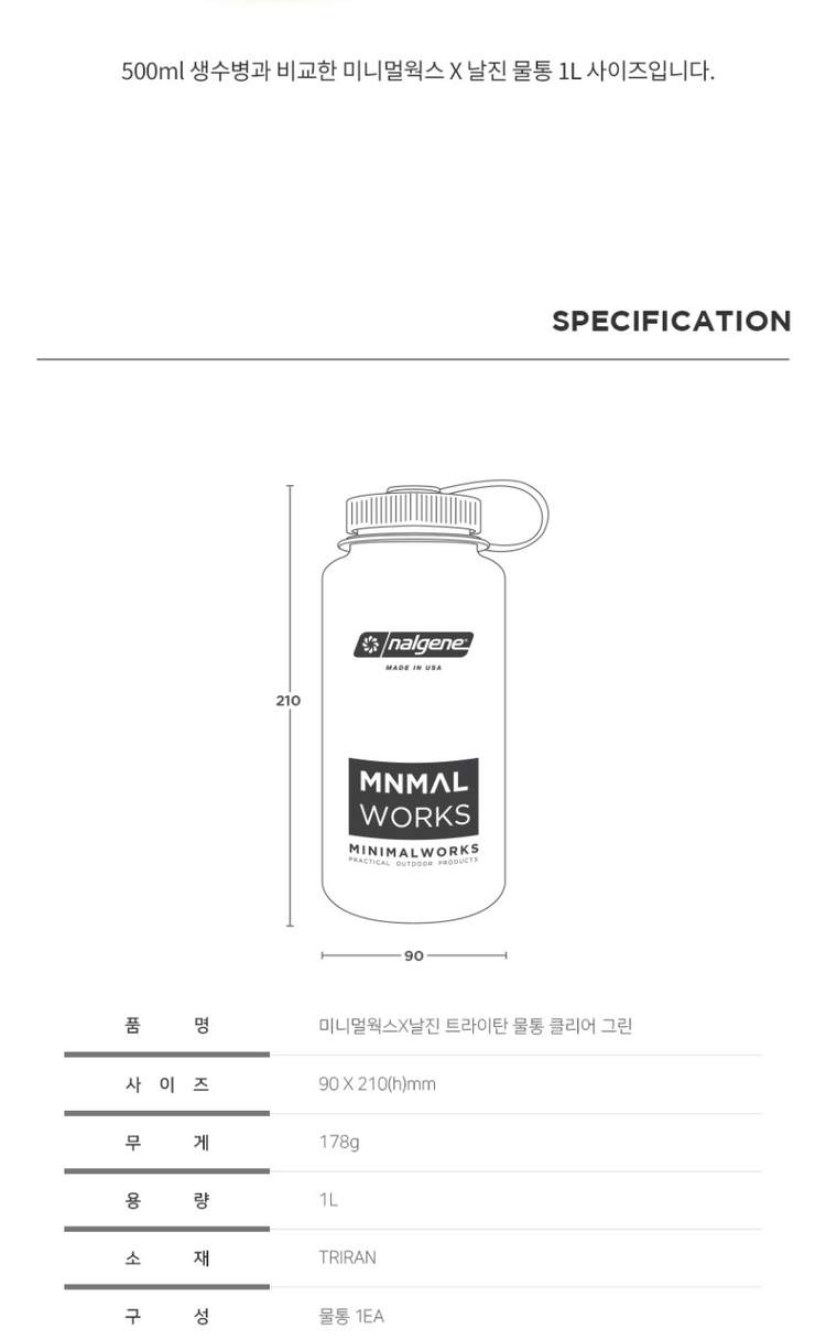 商品Minimal Works|【Brilliant|包邮包税】极简主张迷你工坊 X Nalgene 透明绿水壶 6546122520,价格¥236,第10张图片详细描述