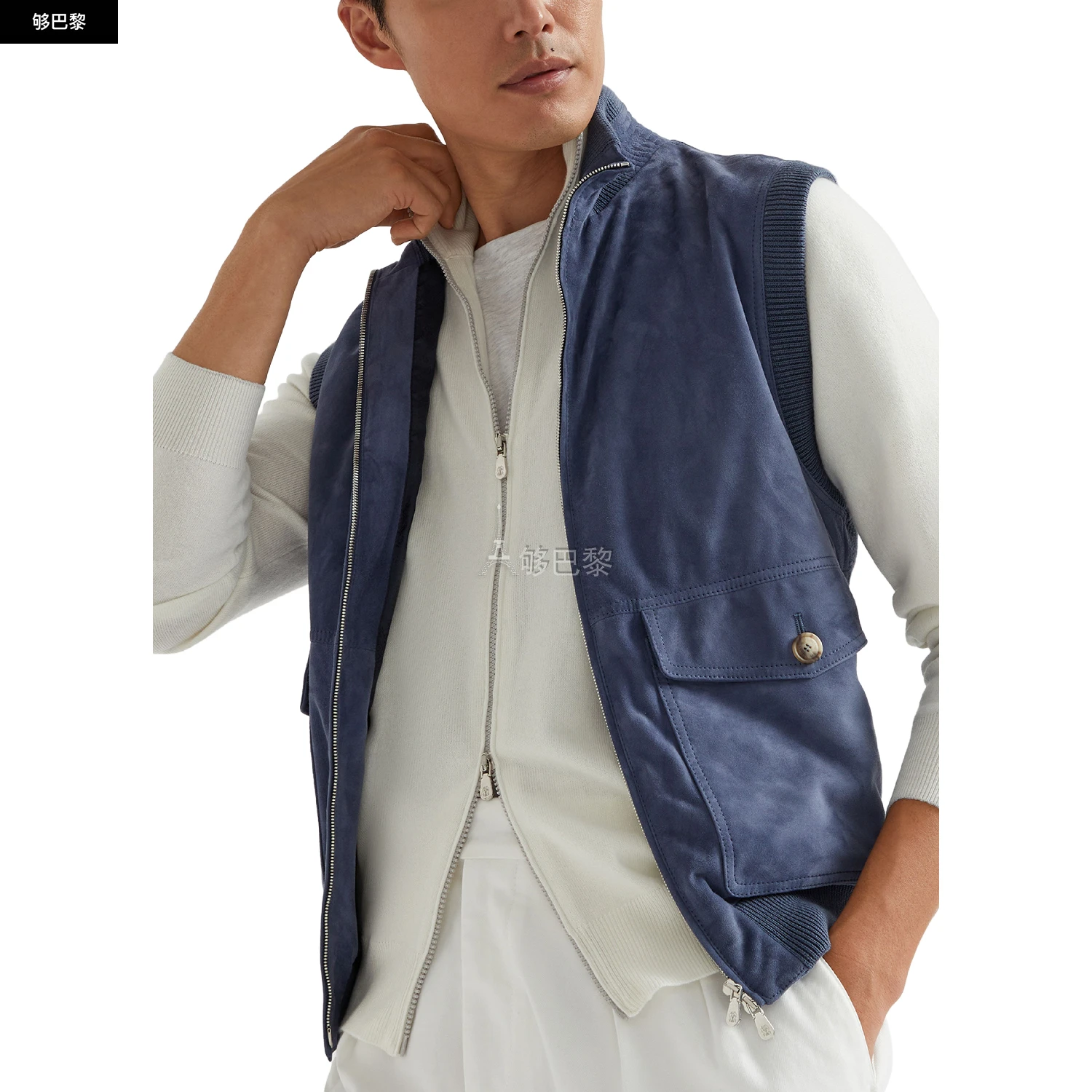 商品Brunello Cucinelli|【特惠9.0折】【预售】 男士 夹克 麂皮马甲  CUC98USUBLU,价格¥39951,第6张图片详细描述