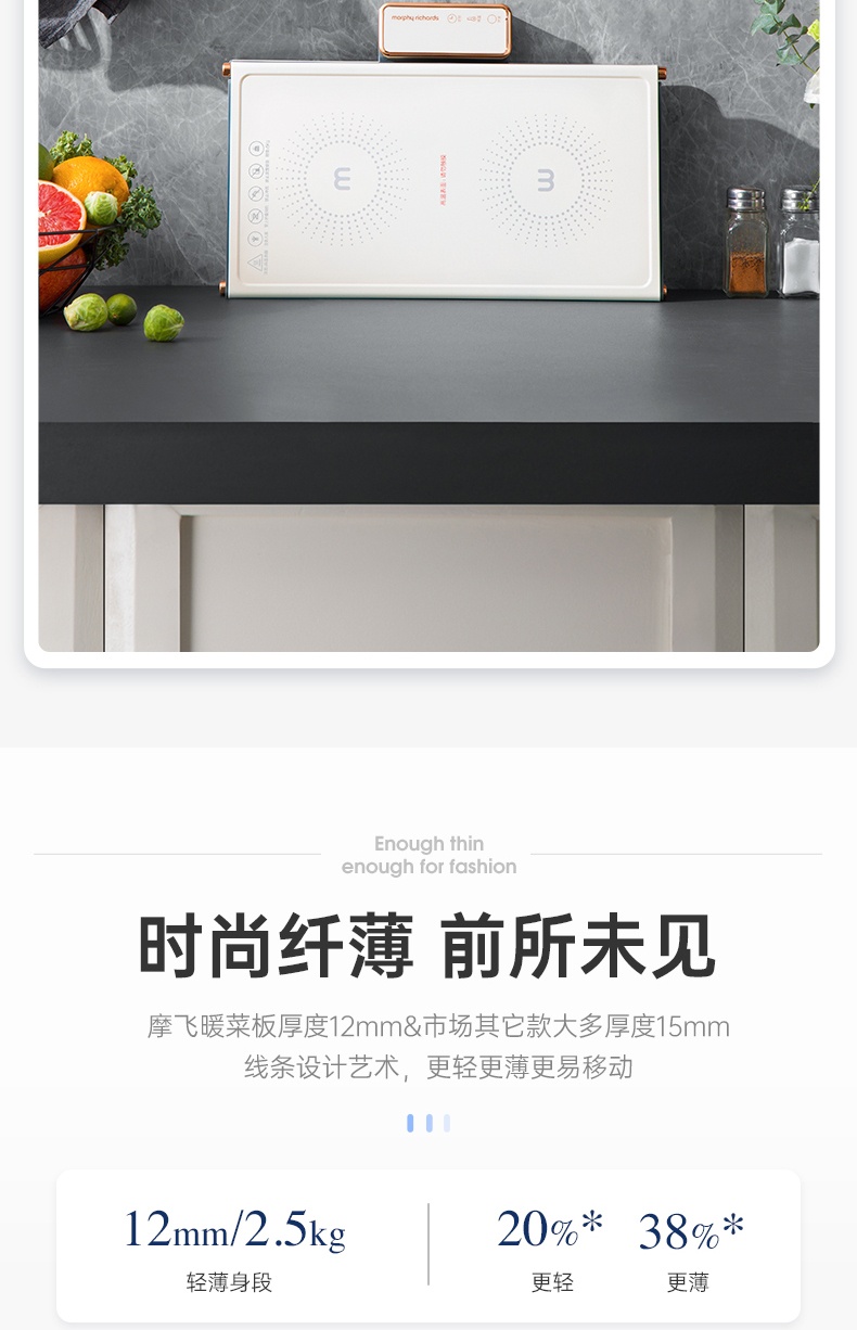 商品[国内直发] Morphy Richards|折叠暖菜板家用多功能桌面热菜板MR8300智能定时方形保温板,价格¥391,第12张图片详细描述