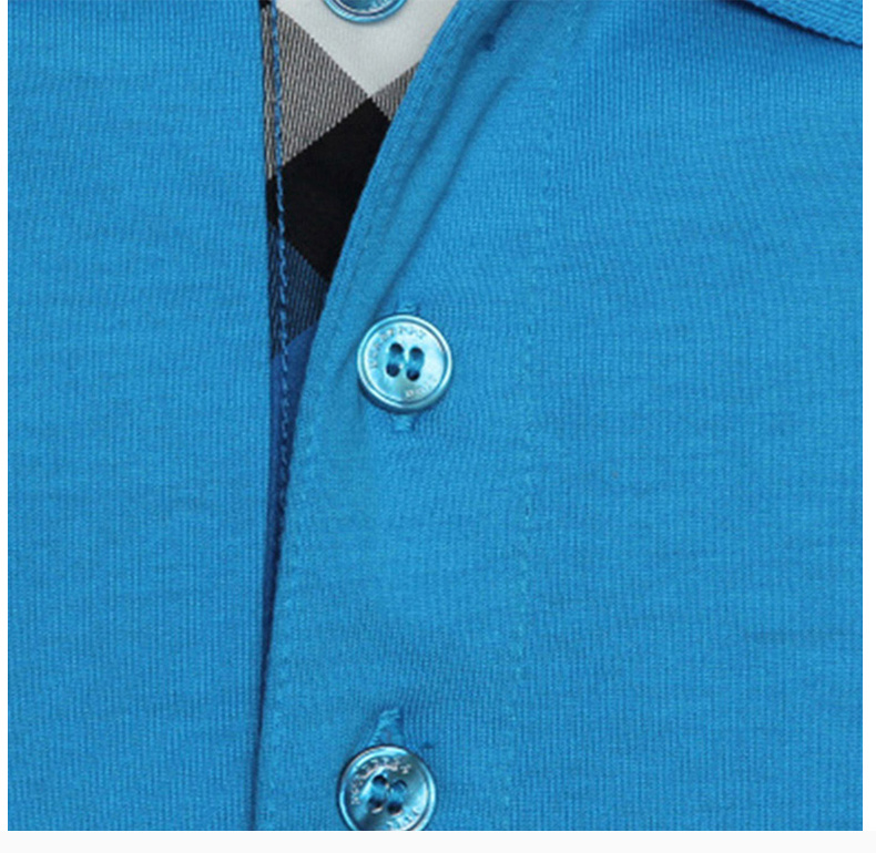 商品[国内直发] Burberry|Burberry 博柏利 男士淡蓝色纯棉格子短袖Polo衫 3915374,价格¥1229,第8张图片详细描述
