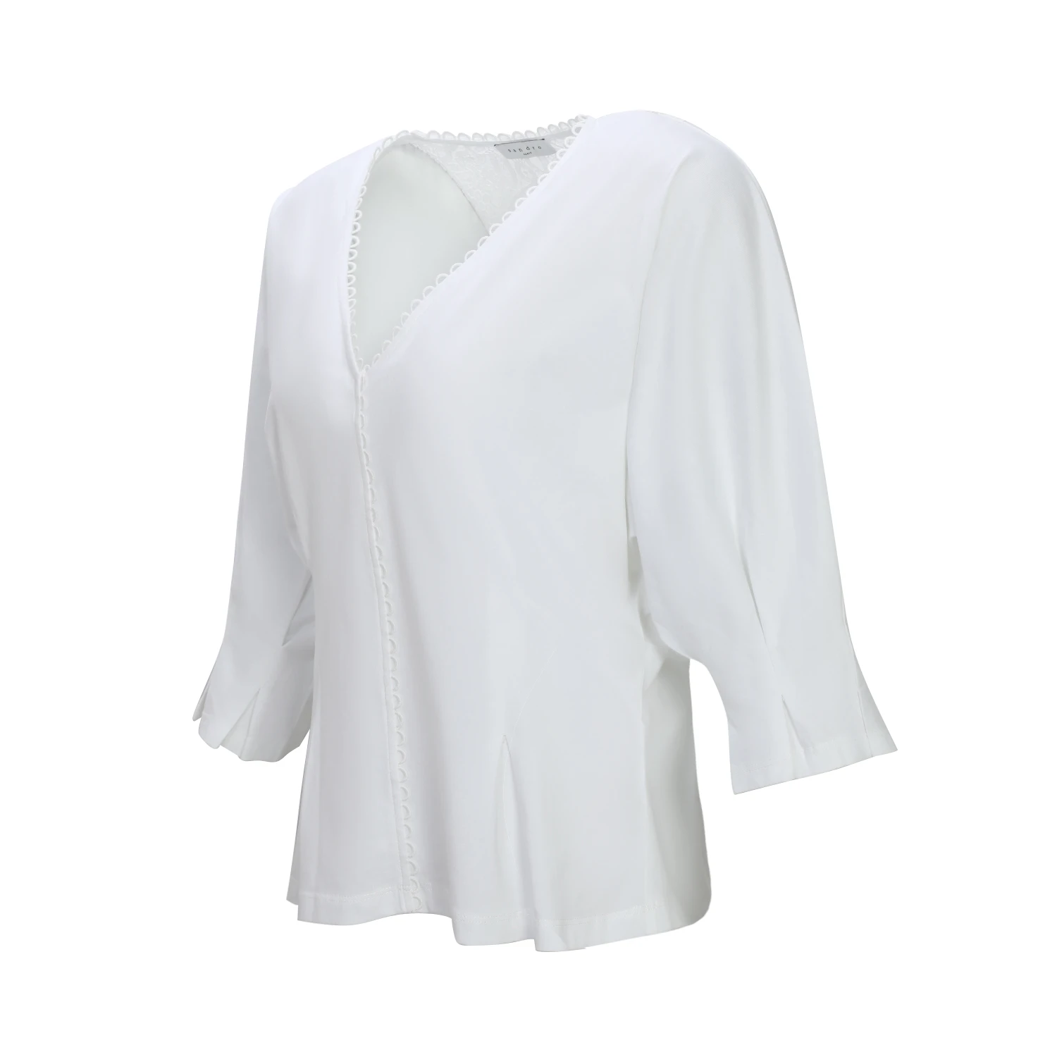 商品[国内直发] Sandro|SANDRO 白色女士T恤 R130055P-WHITE,价格¥371,第5张图片详细描述