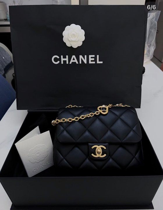 商品Chanel|【现货】香奈儿 女士黑色小羊皮金色五金旋转扣开合可调节肩带斜挎链条包AS3849B1059494305,价格¥43596,第4张图片详细描述