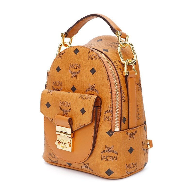 商品[国内直发] MCM|MCM 女士Partricia Visetos系列干邑色人造革配牛皮革迷你手提单肩双肩背包 MWKBSPA01CO001,价格¥4416,第6张图片详细描述