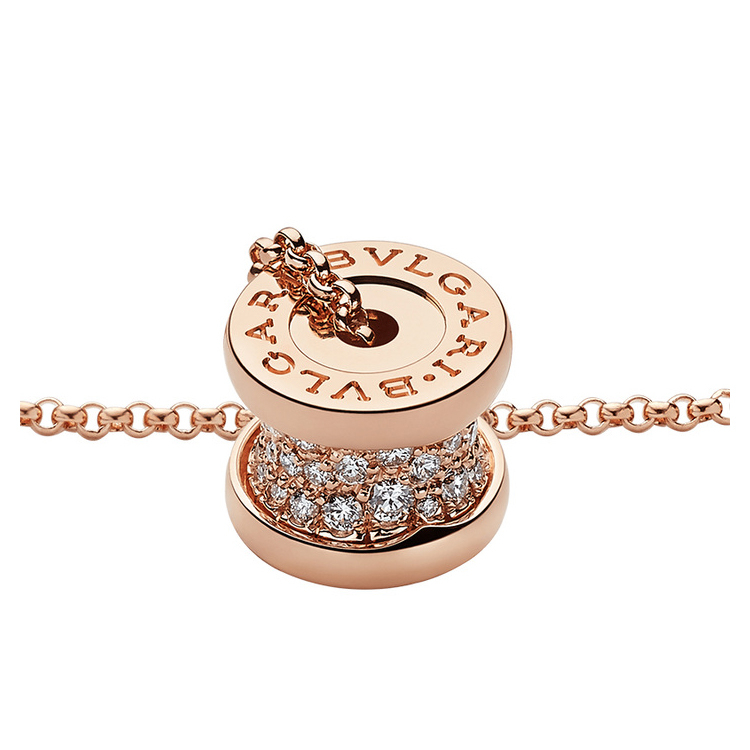 商品BVLGARI|BVLGARI宝格丽 B.ZERO1系列 18k玫瑰金满钻小蛮腰项链 351116 七夕情人节礼物 送女友,价格¥39418,第4张图片详细描述