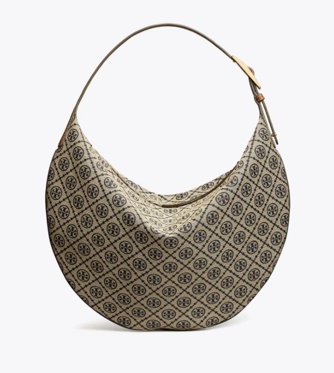 商品Tory Burch|汤丽柏琦T Monogram  撞色压花女士单肩新月包（香港仓发货）,价格¥3117,第10张图片详细描述