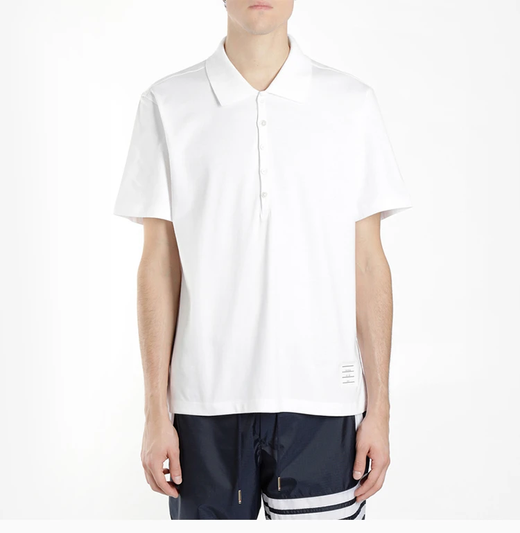 商品Thom Browne|THOM BROWNE 白色男士POLO衫 MJP052A-00042-100,价格¥1572,第7张图片详细描述