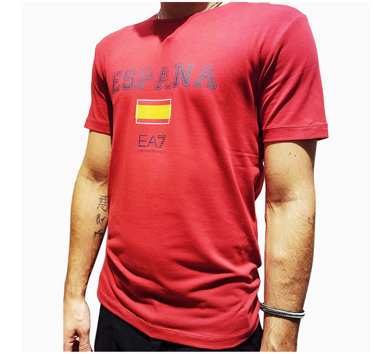 商品[国内直发] Emporio Armani|EMPORIO ARMANI 男士红色棉质短袖T恤 273533-4P206-00173,价格¥451,第5张图片详细描述