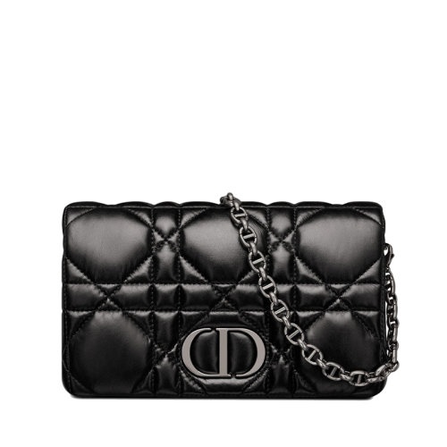 商品Dior|【包税】DIOR/迪奥 CARO系列 女士黑色牛皮革绗缝超大藤格纹翻盖��按扣开合单肩斜挎手拿链条包S5135BNGX_M900,价格¥19042,第2张图片详细描述