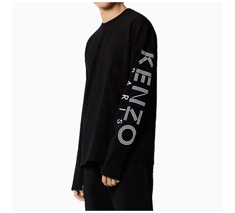 商品Kenzo|Kenzo 高田贤三 男士黑色纯棉logo印花袖标时尚圆领长袖T恤卫衣 F665TS1524BD-99,价格¥637,第6张图片详细描述