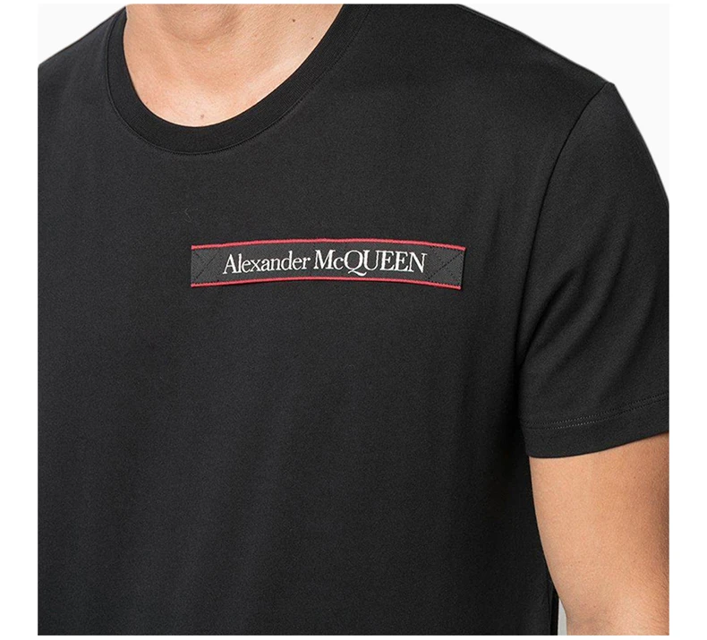 商品Alexander McQueen|ALEXANDER MCQUEEN 亚历山大·麦昆 男士黑色棉质T恤 642662-QQX74-1000,价格¥908,第7张图片详细描述