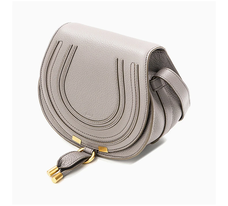 商品Chloé|CHLOE' 女士灰色迷你皮革马鞍包 C21AS680-F01-053,价格¥4784,第4张图片详细描述