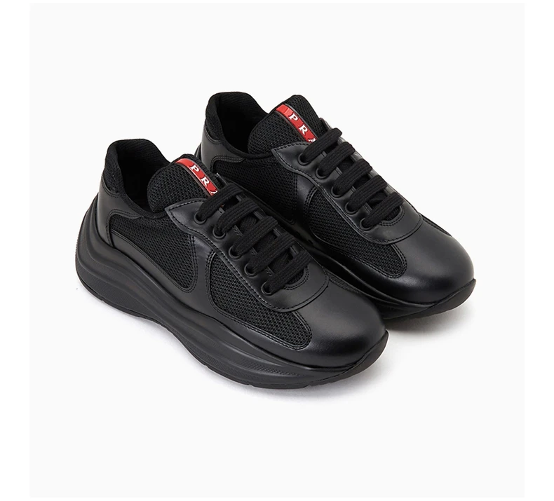 商品Prada|PRADA 女士黑色皮革织物拼接休闲运动鞋 3E6420-6GW-F0002,价格¥3419,第7张图片详细描述