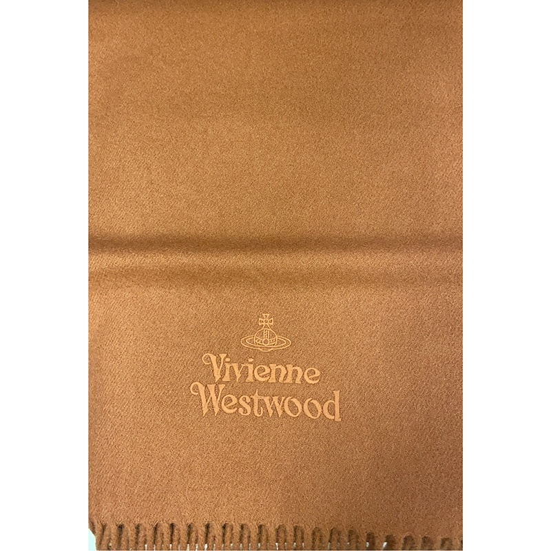 商品Vivienne Westwood|VIVIENNE WESTWOOD/西太后 男女驼色羊毛标志刺绣流苏围巾,价格¥596,第2张图片详细描述