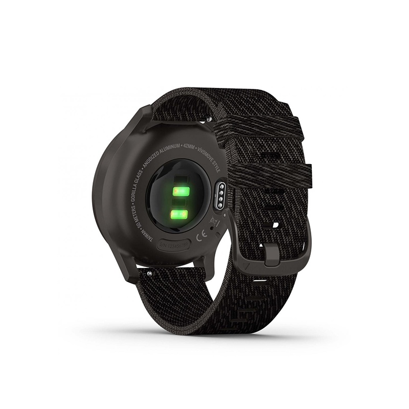 商品Garmin|GARMIN 男女同款深灰色铝制表盘石英机芯黑色尼龙表带多功能智能手表42MM,价格¥2570,第3张图片详细描述