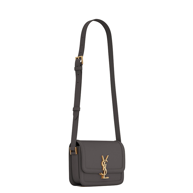 商品Yves Saint Laurent|SAINT LAURENT PARIS/圣罗兰 YSL 21秋冬新款SOLFERINO系列 女士小号灰白色牛皮革金扣翻盖单肩斜挎包,价格¥19894,第6张图片详细描述