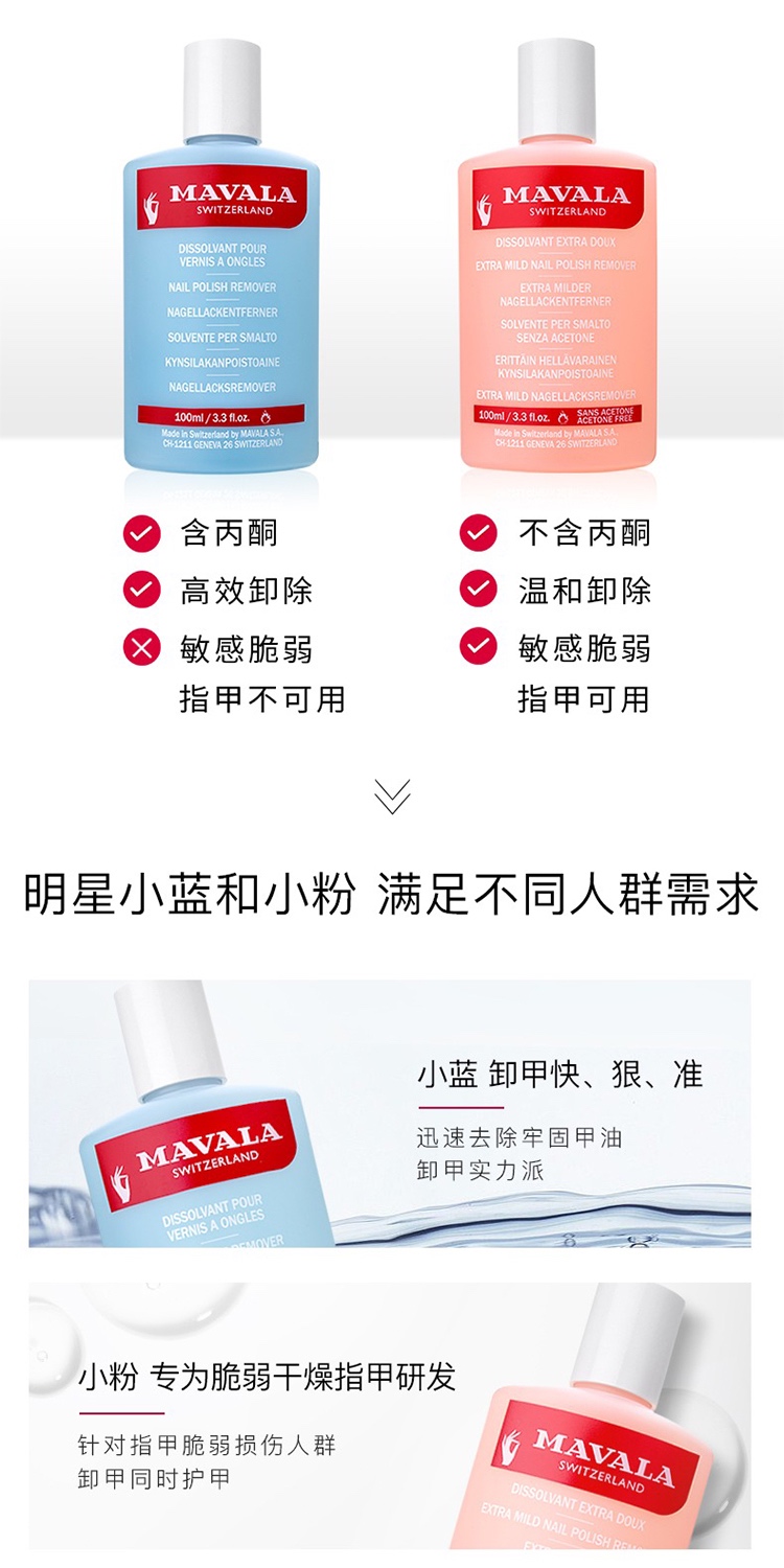 商品Mavala|Mavala卸甲水100ml 洗卸 温和 防过敏,价格¥110,第4张图片详细描述