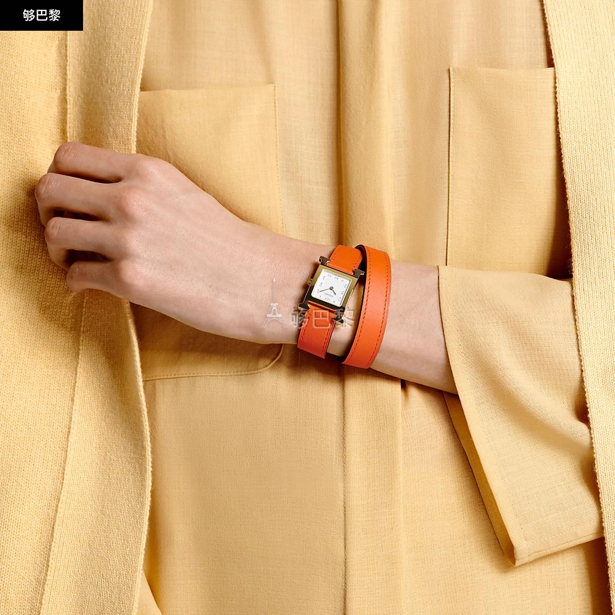 商品Hermes|【预售】 爱马仕 24秋冬 女士 手表带 Bracelet pour Heure H Petit modèle 25 mm, double tour WKB0046WK93107,价格¥4308,第5张图片详细描述